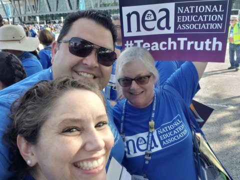 Angela at the NEA RA Freedom to Teach rally